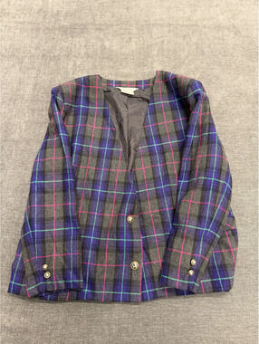 Tan Jay Women's Size 16W Plaid Wool Blend Blazer Jacket Size 16W